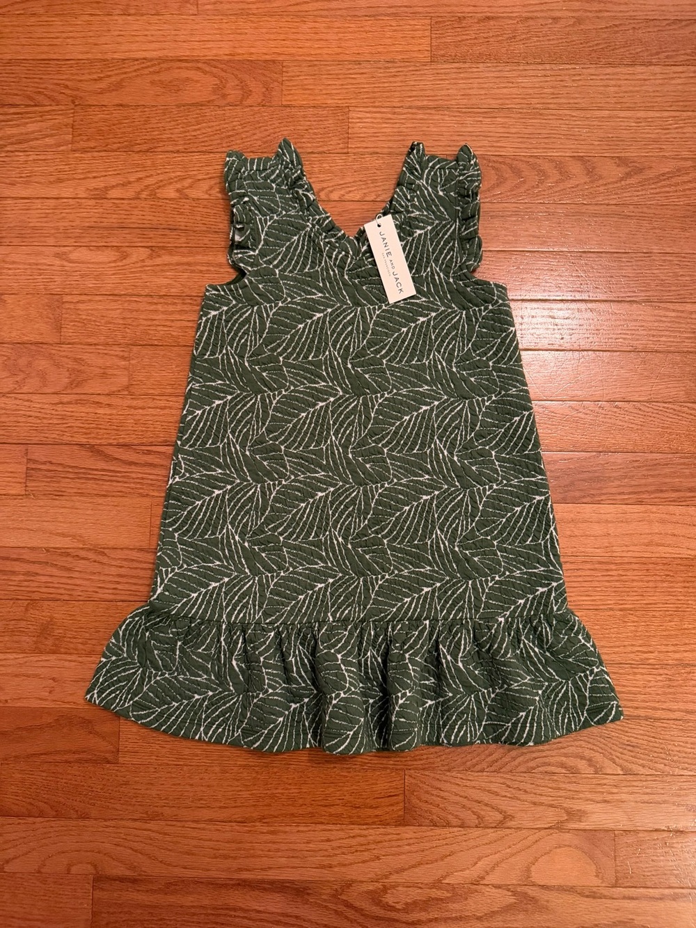 NWT Janie and Jack Green Palm Leaf Ruffle Dress